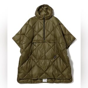 NWOT Therm-A-Rest Honcho Poncho Down Hooded Jacket Olive Green One Size